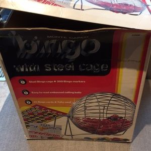 Vintage bingo with steel cage in box